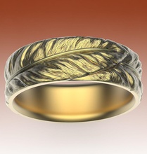 anel penas casamento ouro estilo prata leve anjo asas imprimível joalheria argolas 3d print model - Mito3D