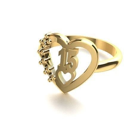 ring fifteen c3d jewelry gold printable rings diamond gem brilliant 15 happybirtday jewel 3D print model - Mito3D