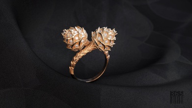 squillare abete coni gioielleria diamanti stampa gol argento cono organici decorazione splendente lusso design cera stile moda gemme oro anelli 3d print model - Mito3D