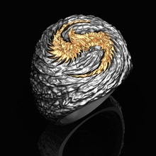 ring firebird jewelry jewel jewellery printable sterling silver gold bird phoenix rings 3d print model - Mito3D
