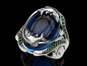 anel de peixe jóias imprimir 3dprinted printable anéis o design jóia ouro a moda printabl impressão outros prototipagem prata mulheres cabochão 3d print model - Mito3D