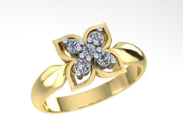 anello di cinque diamanti gioielli gioiello fidanzamento disco platino gemma oro brillante anelli 3D print model - Mito3D