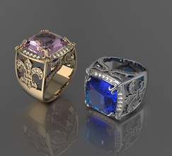 anillo fleur lis diamante joyas flor joyería joya anillos 3d print model - Mito3D