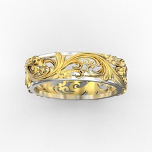 anneau floral, ornement, 3 bijoux de l'anneau les anneaux mariage joyau or 3d print model - Mito3D