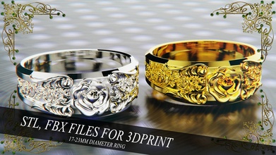squillare floreale ornamento 3d stampa gioielleria moda stampabile oro argento lusso anelli uomo donna Accessori unisex design nozze rosa gioiello 3d print model - Mito3D