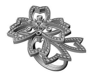 anillo flor oro joyería joya plata imprimible diamante Boda libra esterlina Moda collar platino vestir brillante blanco compromiso anillos 3d print model - Mito3D