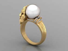 ring flower jewelry gold silver gem diamond jewel jewellery jewelery zbrush pearl rings 3d print model - Mito3D
