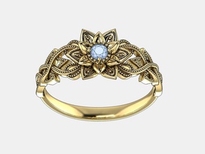bague fleur bijoux or de la décoration précieux gem mariage d'argent livre sterling imprimable fiançailles en diamant art engagem l'anneau déco les anneaux 3d print model - Mito3D