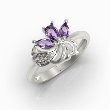ring flower amethyst diamonds jewelry beauty brilliant diamond engagement gem gold luxury platinum precious printable rings ruby sapphire shining silver sterling style 3d print model - Mito3D