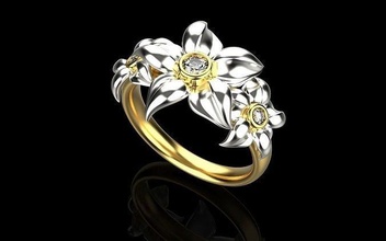 yüzük çiçek elmas takı platin altın parlak gümüş sterlin değerli moda güzellik yazdırılabilir nişan mücevher lüks ayrık çağdaş bileklik Solitaire doğa yüzükler 3d print model - Mito3D