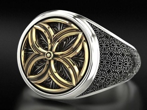 anillo flor vida patrones 697 3dprinted diseño Moda oro dorado joya joyería impresión imprimible prototipos anillos plata 3d print model - Mito3D
