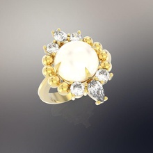 ring Blumen Schmuck kostbar gem Juwel Ringe pe pearl Saphir 3d print model - Mito3D