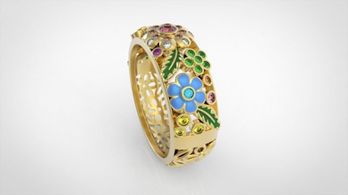 ring flowers jewelry jewel jewellery precious gold gemstone rings challenge 3d print model - Mito3D