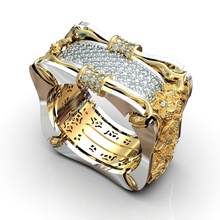 anillo flores joyería joya Moda oro brillante diamante belleza lujo Diamante 3dring modelado diseño representación animación anillos 3d print model - Mito3D