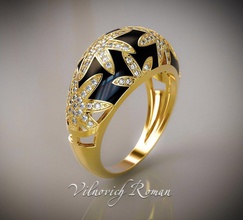 yüzük çiçek emaye takı kuyumcu altın elmas Gümüş taş gem mücevher platin parlak 3d print model - Mito3D