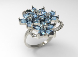 anel flores stl jóias anéis jóia gem gemas pedra preciosa pedras preciosas diamante diamantes ouro brilhantes 3d print model - Mito3D
