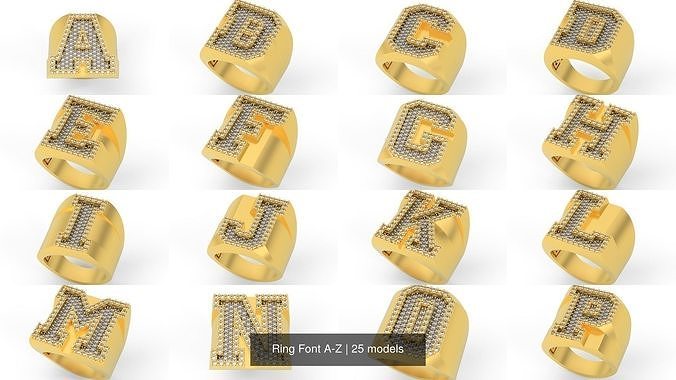 Ring Schriftart Größe 17 Hälfte 3d 3dring 3dmodelofring 3dringwithstones Papst Modelle alphabetring Alphabet ringmitbuchstaben Briefring 3dmodel Diamant Ringmodell Pflasterstein Customring benutzerdefinierte 3dcustom Benutzerdefiniert Schmuck Ringe 3D print model - Mito3D