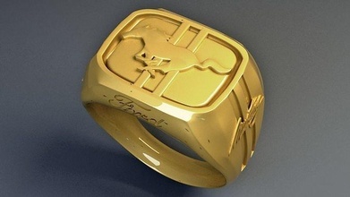 anel vau joalheria ouro luxo gadget marca cavalo imprimível elenco resina argolas 3d print model - Mito3D