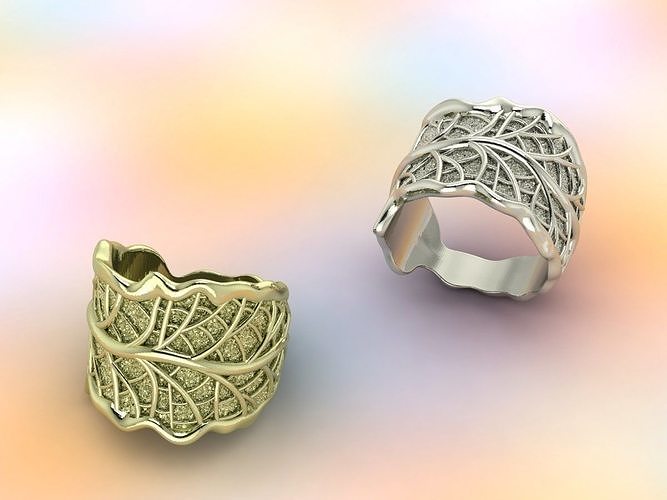 ring in form of a sheet fashion gold jewelry rings 3D print model - Mito3D