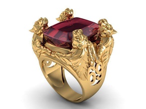 ring four tiger jewelry ruby diamond men woman gem sapphire gold gemstone rings 3d print model - Mito3D