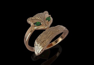 ring fox jeweler ornament marquis diamond ruby sapphire onyx emerald cheat cunning trick gold platinum silver jewelry rings 3d print model - Mito3D
