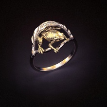 anello rana gioielli di stampa 3d cnc anfibi oro preziosi anelli argento diamante gioiello disco platino stampabile frullatore brillant 3d print model - Mito3D