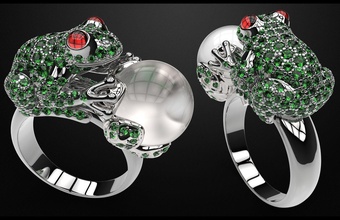 ring frog pearls ringfrog engagement bracelet embellishment jewelry wedding pendant earrings men cufflinks gold silver platinum rings 3d print model - Mito3D