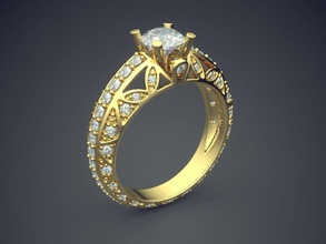 anel de diamantes total 1110 jóias ouro jóia anéis casamento o engajamento diamante brilhantes cad gem platina printable prata detalhe design 3d print model - Mito3D