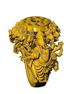 Ring Ganesh 10 Narayan Gold Show isolieren Kunst Kultur uralt Schmuck Nashorn Matrix Datei frei Ringe 3d print model - Mito3D