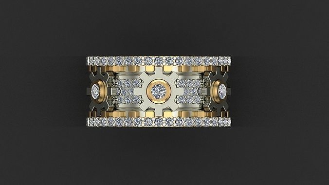 squillare ingranaggi gioielleria lusso gemma stampabile anelli argento diamante gioiello oro brillante Fidanzamento design d'oro Ingranaggio 3D print model - Mito3D