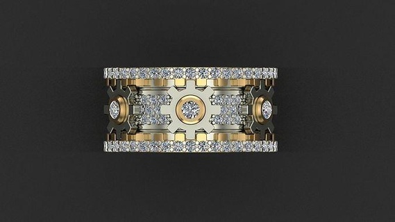 yüzük dişliler takı lüks mücevher yazdırılabilir yüzükler gümüş elmas altın parlak nişan tasarım dişli 3d print model - Mito3D