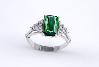 anello gioiello gioielli diamante stl 3dm gemma oro bianco argento la pietra ovale moda max zaffiro ruby cabochon accessori rettangolo baguette anelli 3d print model - Mito3D