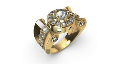 ring gems 3dprinted design fashion gold golden jewel jewellery jewelry print printabl printable printing prototyping silver diamonds white rings diamond 3d print model - Mito3D