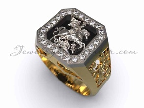 anillo Jorge victorioso 105 lujo joyería joya oro diseño diamante compromiso platino imprimible Moda belleza plata anillos 3d print model - Mito3D