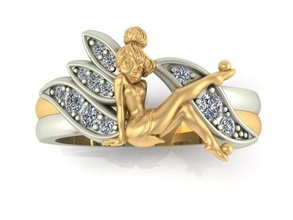 anillo niña Moda cuerpo imprimible bebé lindo mujer incondicional hermoso mariposa diamante invertebrado plata exclusivo lujo bonita joyería joya anillos 3d print model - Mito3D