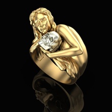 squillare ragazza cranio gioielleria argento stampabile gioiello oro sterlina cnc anelli 3d print model - Mito3D