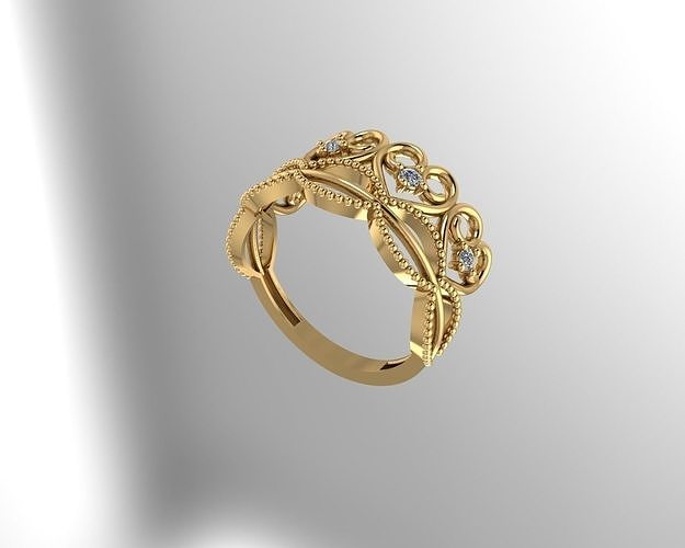 ring gold jewelry silver fashion gem brilliant rings 3D print model - Mito3D