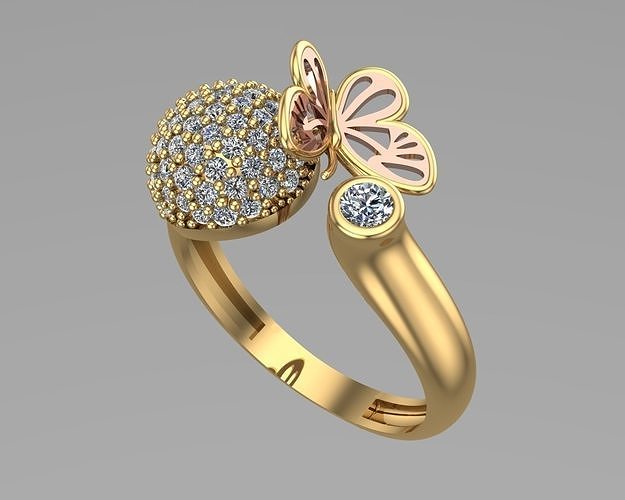 squillare oro gioielleria argento moda gemma brillante anelli 3D print model - Mito3D