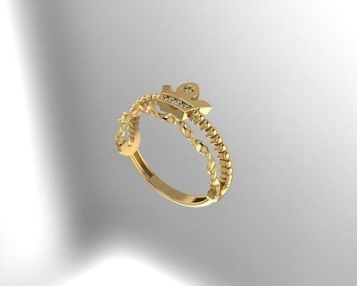 Ring Gold Ring Schmuck Gold Silber Mode Ring Juwel brillant Gold Ring Ringe 3d print model - Mito3D