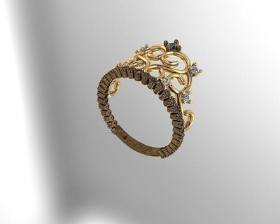 ring gold jewelry silver fashion gem brilliant rings 3d print model - Mito3D