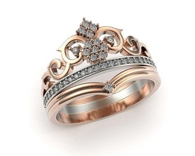 ring gold 9119 jewelry platinum shining gem fashion precious luxury wedding printable finger sterling diamond rings 3d print model - Mito3D