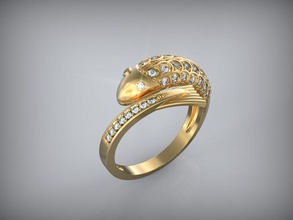 anillo de oro pescado stl la joyería los anillos joya compromiso el diamante ropa gem diamantes ruby esmeralda piedras preciosas boda reto 3d print model - Mito3D