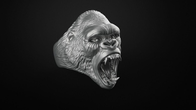 squillare gorila gioielleria stampabile oro argento anelli platino scimmia 3d print model - Mito3D