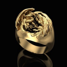 anel griffon dragão jóia prata imprimível ouro grifo fantasia quimera homem esterlina jóias ônix moda fantástico joalheria argolas 3d print model - Mito3D