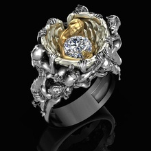 bague Gardien ange diamant or bijoux bijou gemme mode sterling imprimable argent beauté démon diable anneaux 3d print model - Mito3D