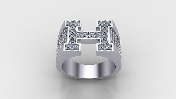 ring h jewelry rings gold printable diamond silver jewellery engagement jewel wedding gem platinum brilliant pendants fashion luxury 3d print model - Mito3D