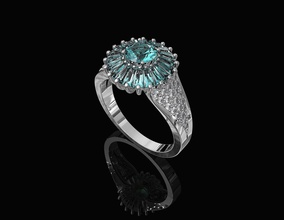 anillo aureola of junquillo lujoso piedras 3d imprimible anillos oro plata platino libra esterlina joya preciosas brillante joyería mujer diamante elegante 3d print model - Mito3D