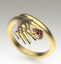 anillo mano corazón Moda estilo oro plata gemas compromiso Boda ligero amor joyería joya anillos 3d print model - Mito3D