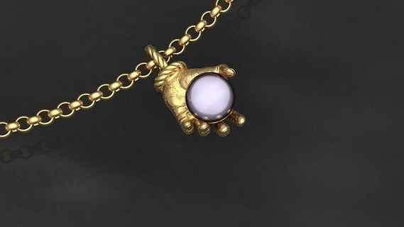 squillare mano tenendo perla gioielleria oro argento pendente collana catena diamante zbrush gratuito braccialetto orecchino pietre Dio corpo arte servire ciondoli anelli 3d print model - Mito3D
