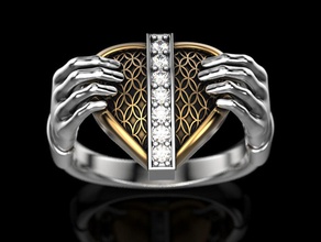 ring, Hände halten Herz Schmuck drucken 3dprinted bedruckbar ist Ringe design ring Juwel golden Mode printabl gold prototyping Silber biker hand 3d print model - Mito3D